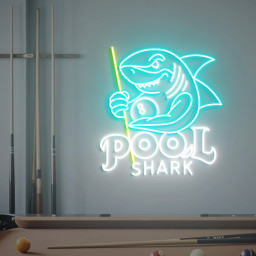 Pool Shark Neon Sign, Billiards Neon Sign Decor, Shark Bedroom Neon Sign, Club Led Light, Home Neon Lights, Billiards Room Wall Decoration