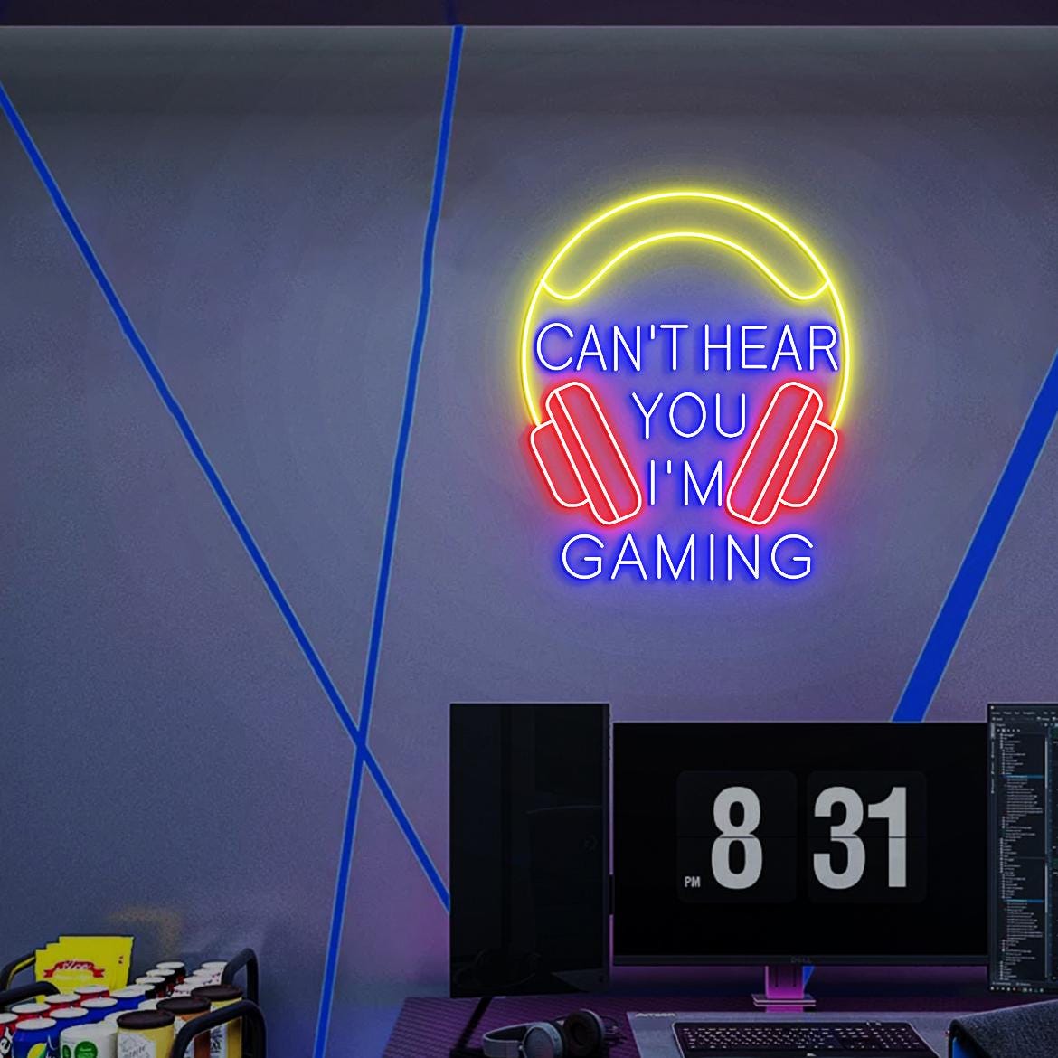 Can't Hear You I'm Gaming Neon Light, Gaming Headset Wall Art, Gaming Room Wall Led Neon Light, Gaming Room Decor Idea, Gaming Gifts