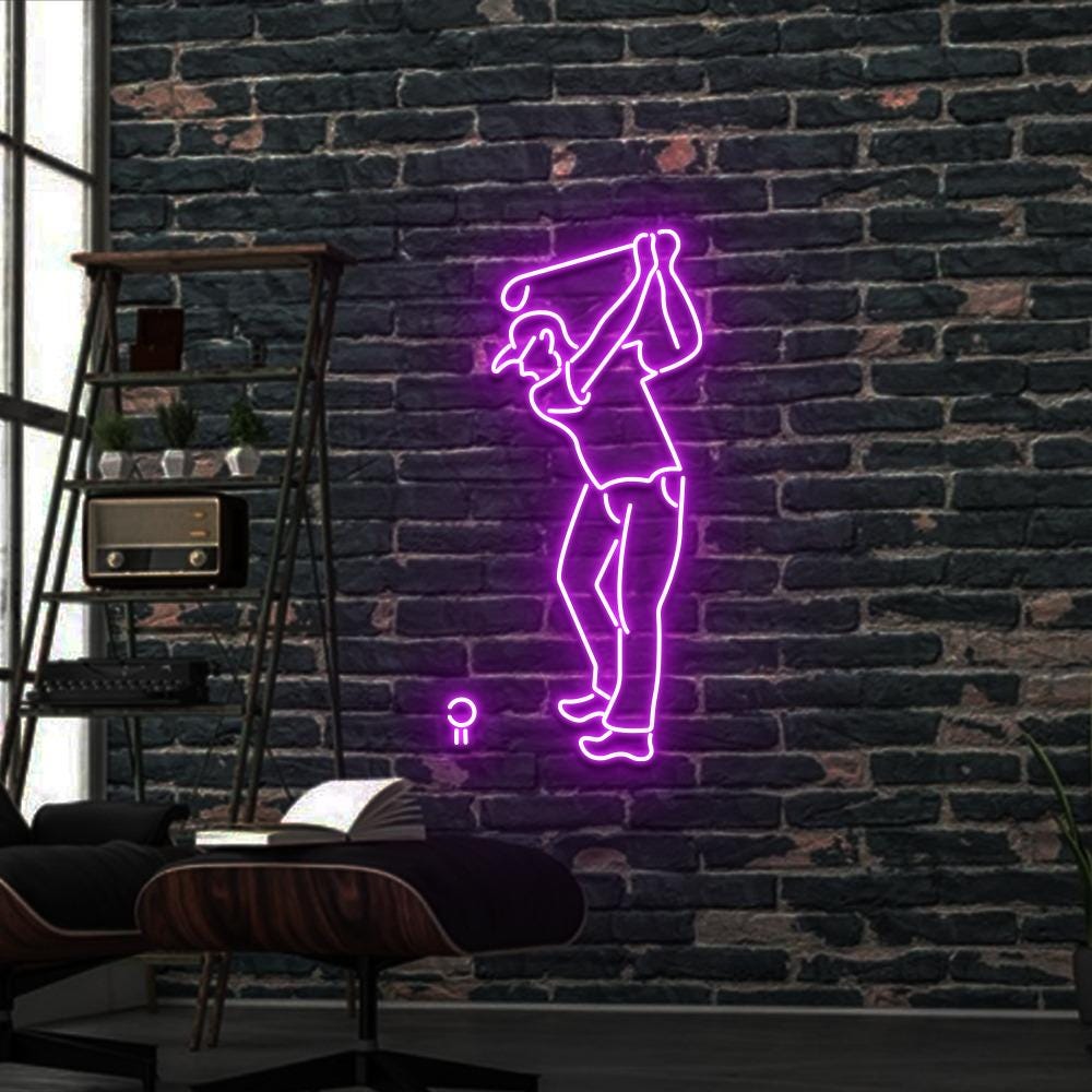 Golfer Line Art Neon Sign For The Ultimate Golf Lover, For The Bar, Home, Bedroom, Cafe, Restaurant, Office Living Room, Golfer Neon Gifts