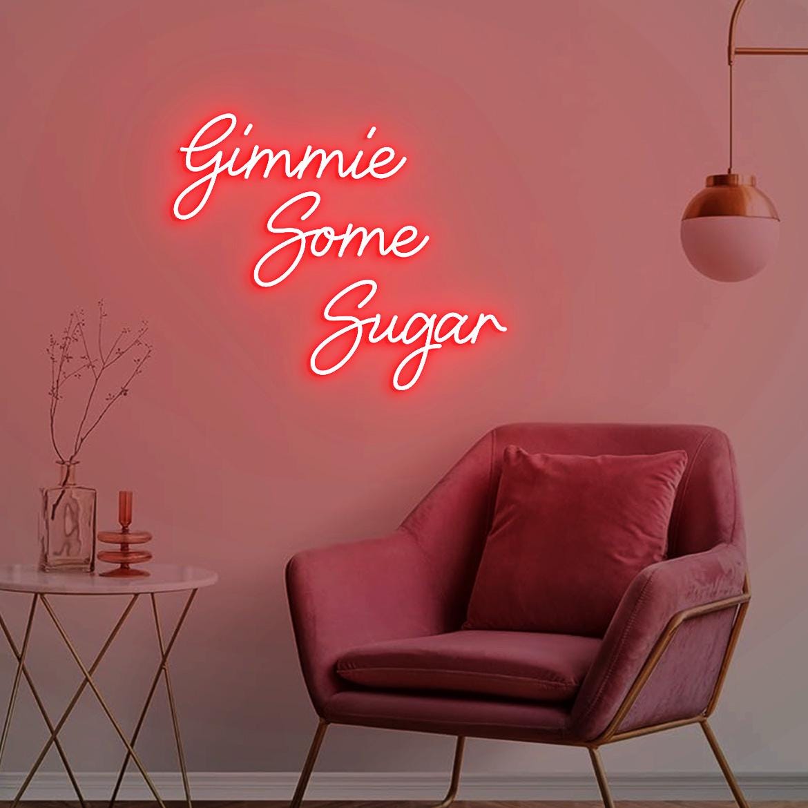 Custom Neon Sign Gimmie Some Sugar, Dessert Bar Wall Sign,Neon Light Sweets Shop Decor Idea, Candy Bar Shop Led Neon Sign