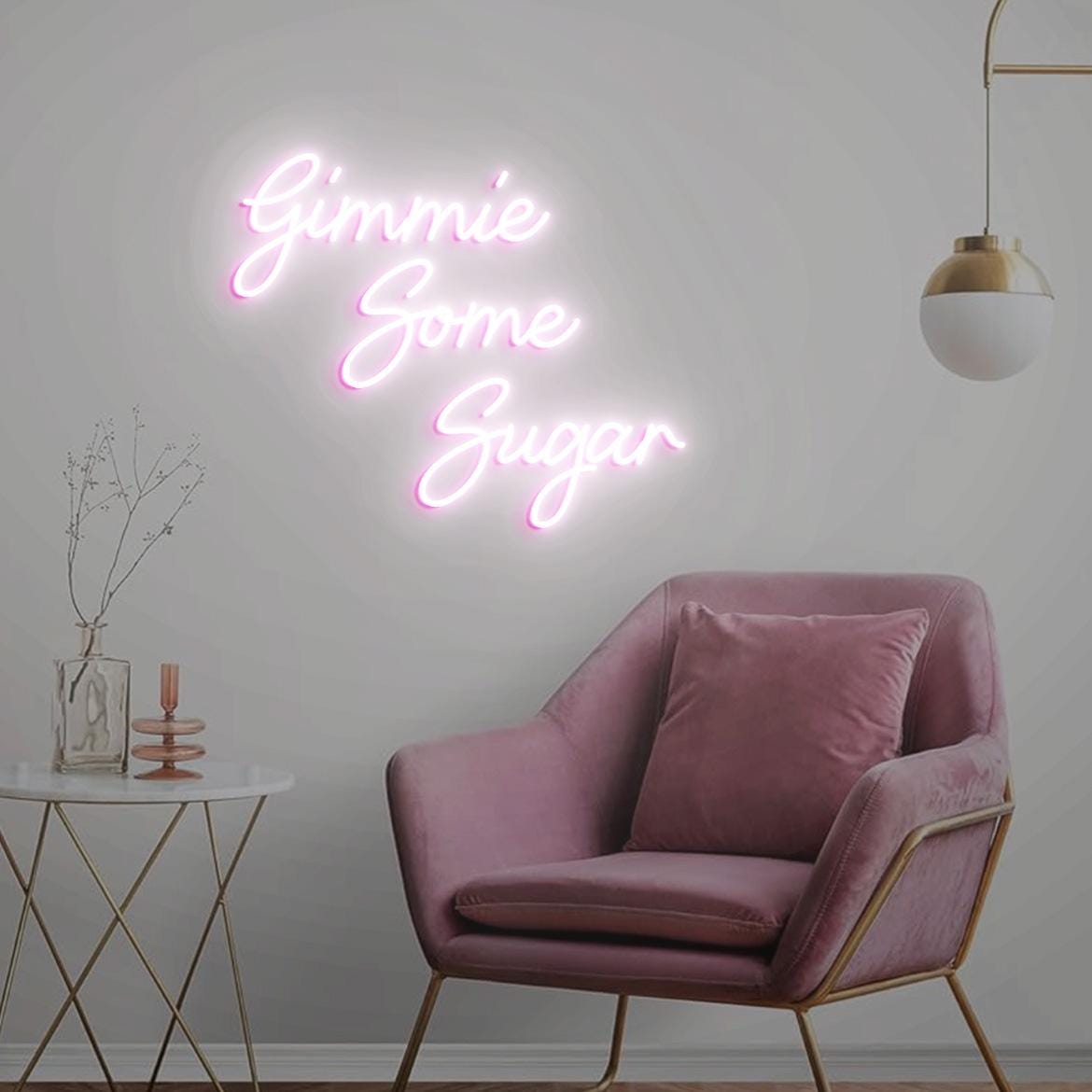 Custom Neon Sign Gimmie Some Sugar, Dessert Bar Wall Sign,Neon Light Sweets Shop Decor Idea, Candy Bar Shop Led Neon Sign