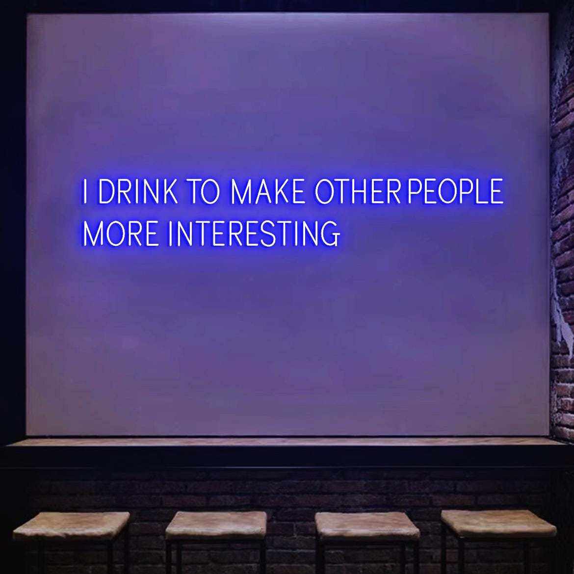 I Drink To Make Other People More Interesting Neon Light Sign, Hemingway Quote Neon Light for Bar, Plug Powered Neon Signs for Bar