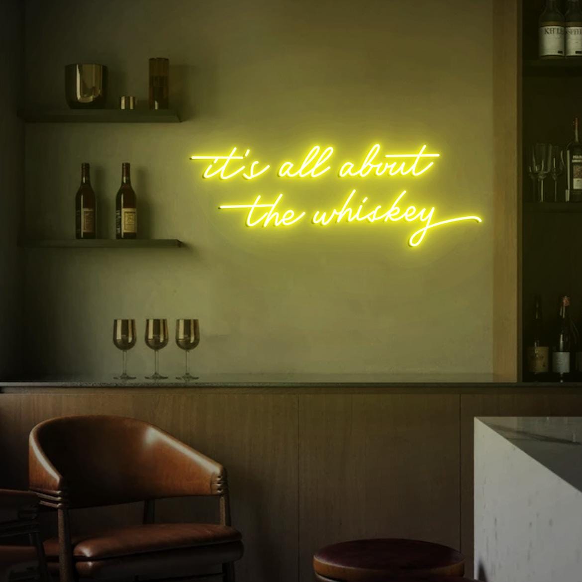 It's all about the whiskey Neon Sign, Whiskey Bar Sign, Home Whiskey Bar Decoration, Rustic Whiskey Bar Wall Neon Light, Whiskey Signs