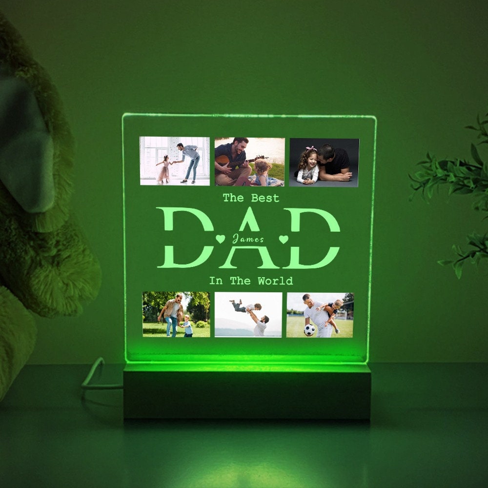Personalized Dad Photo Gifts, Gift for Dad, Best Dad Ever, Fathers Day Gifts, Personalized Gifts, Bedroom Night Light, Dad Personalized Gift