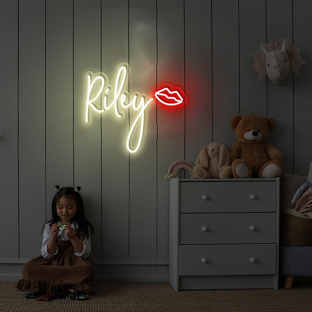 Custom Name With Heart LED Neon Sign For Kids, Neon Sign Bedroom, Kids Room Decor, Bedroom Nursery Neon, Gift For Kids, Birthday Baby Gifts