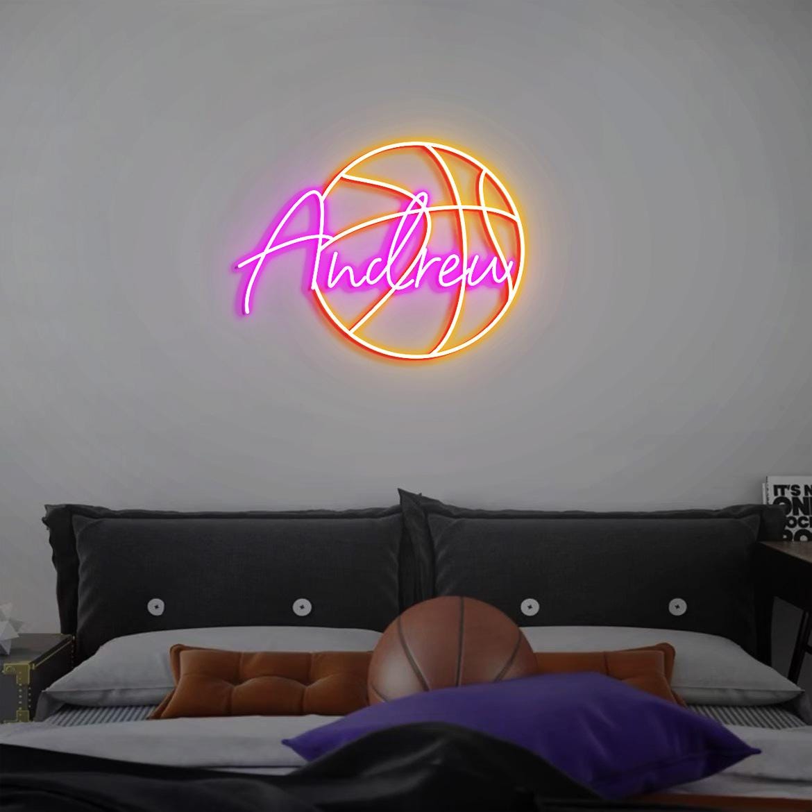 Customized Basketball Neon Sign Name, Basketball Bedroom Wall Neon Light Name, Customized Basketball Nursery Name, Basketball Birthday Gifts