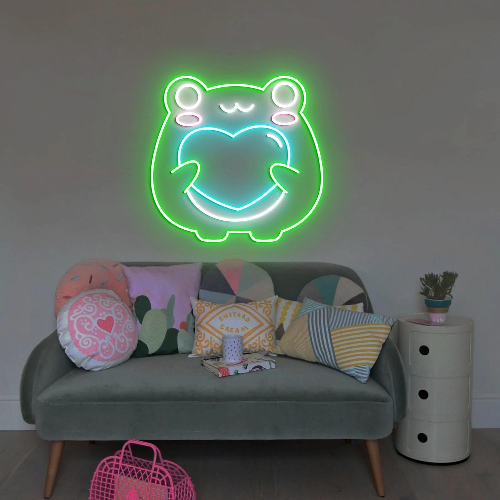 Cute Frog Neon Sign, Kawaii Froggy, kawaii Frog Light, Dimmable Frog Neon Lights, Frog Neon Sign Wall Decoration, USB Powered Neon Sign