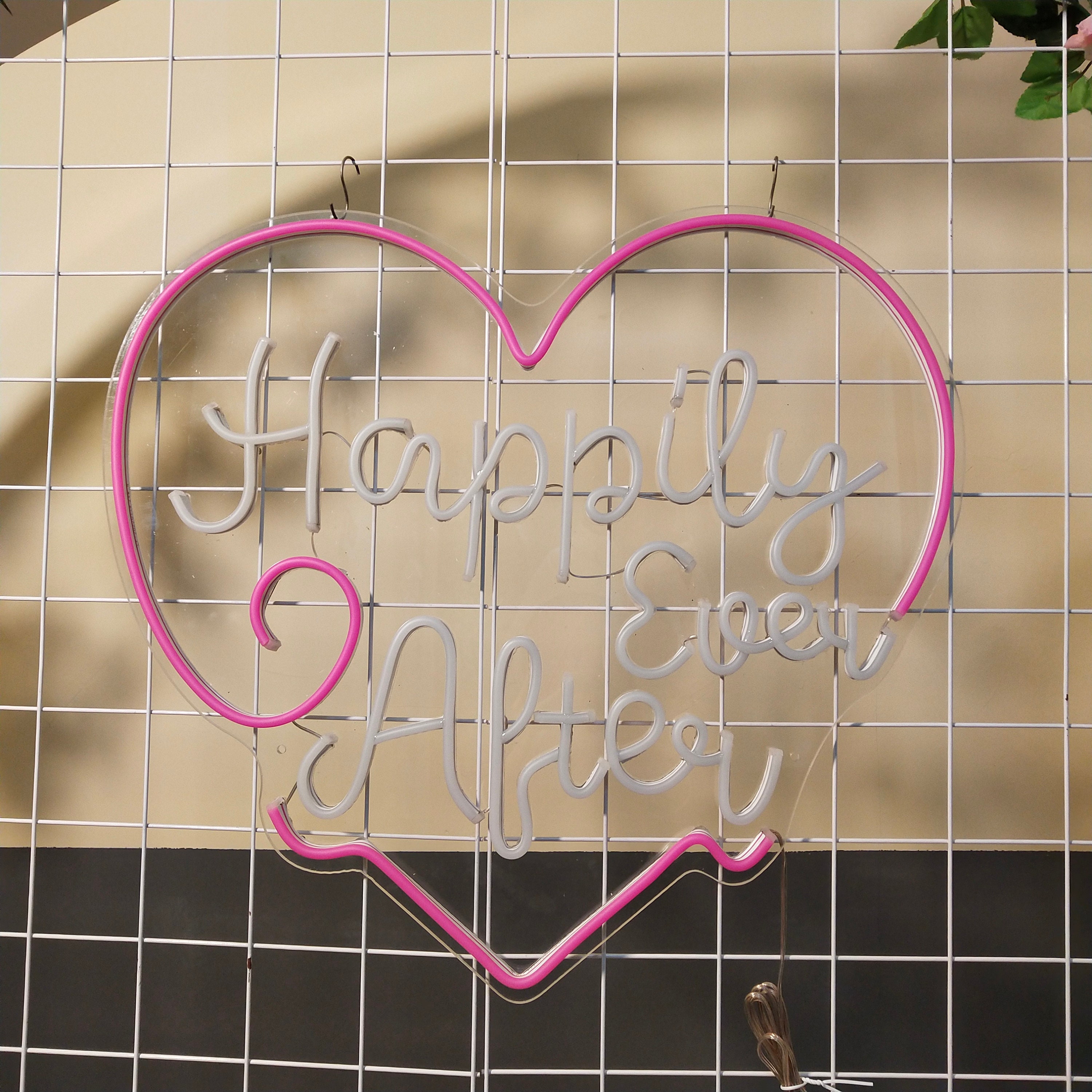 Happily Ever After Neon Sign Custom Neon Wedding Sign Led Neon Sign Name Neon Sign Art Engaged Neon Sign Bedroom Wall Decor