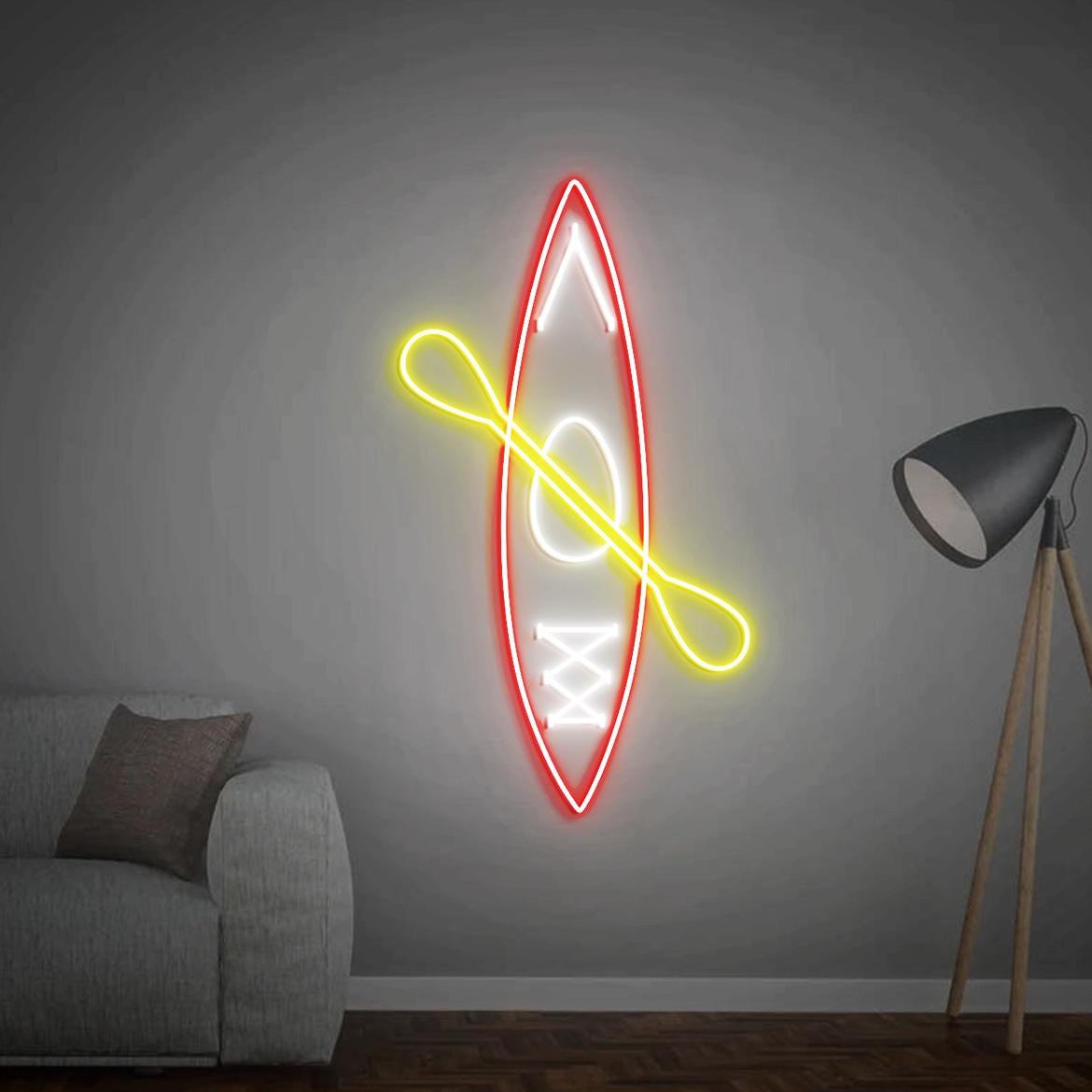 Kayak Neon Sign, Kayak Wall Decor, Kayak with Paddle Sign, Custom Kayak Name Neon Sign, Kayaking Gifts, Kayaking Boat Home Decor