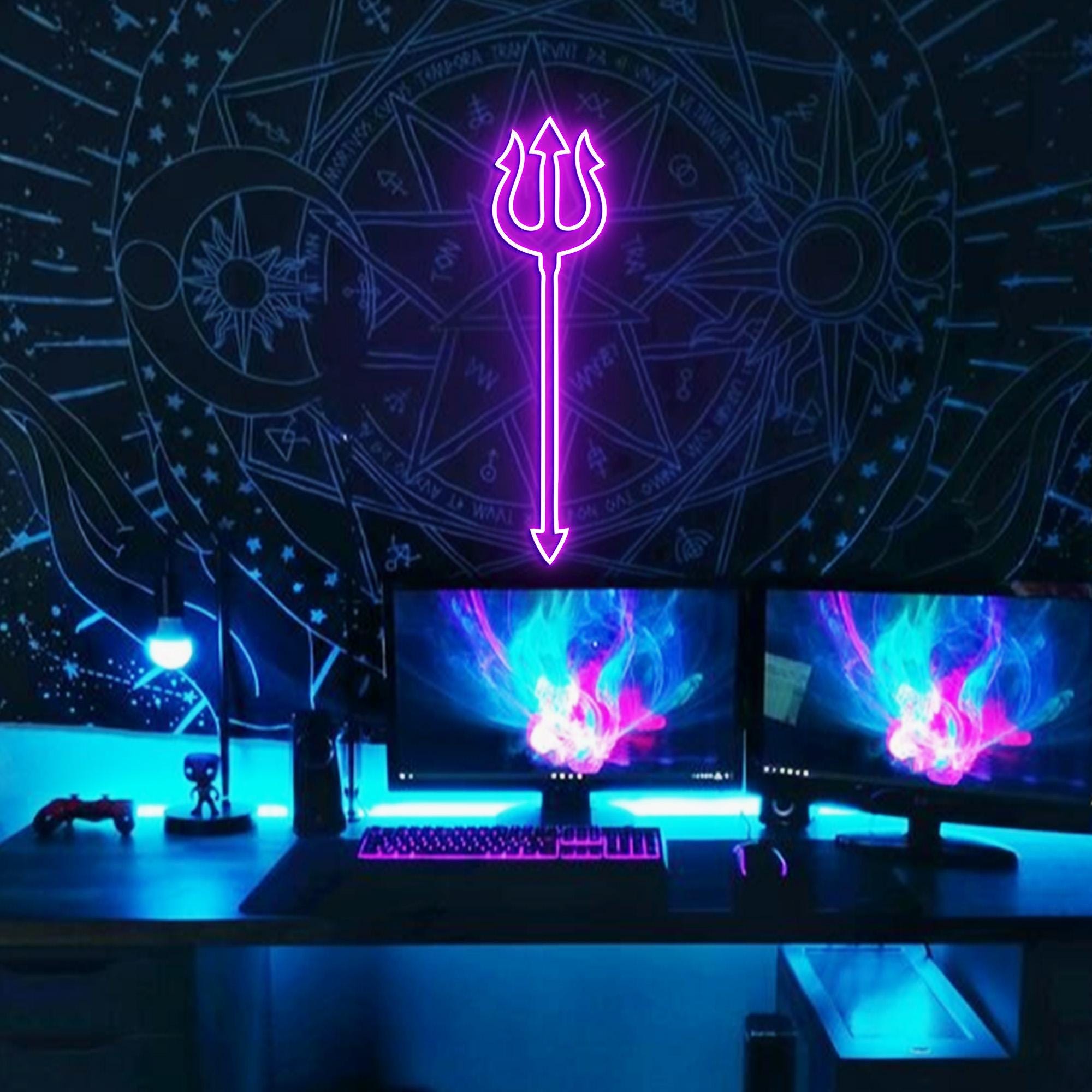 Trident Neon Light, Trident Neon Sign Light Decor, LED The Weapon Of The Sea God Sign, Poseidon Neon Signs, Trident Wall Decoration