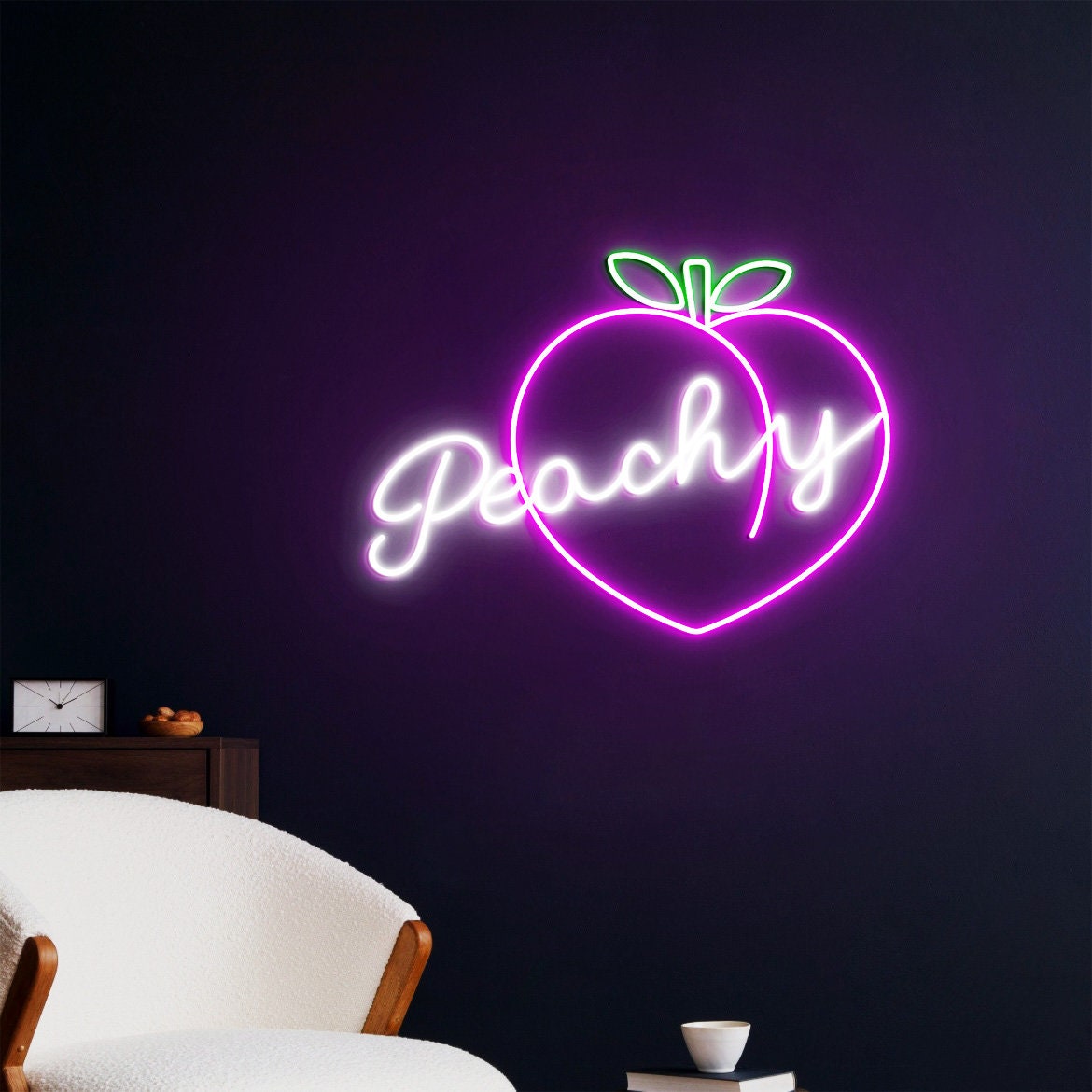 Peachy Neon Sign, Just Peachy, Peachy Sign, Peach Wall Decor, Neon Wall Sign