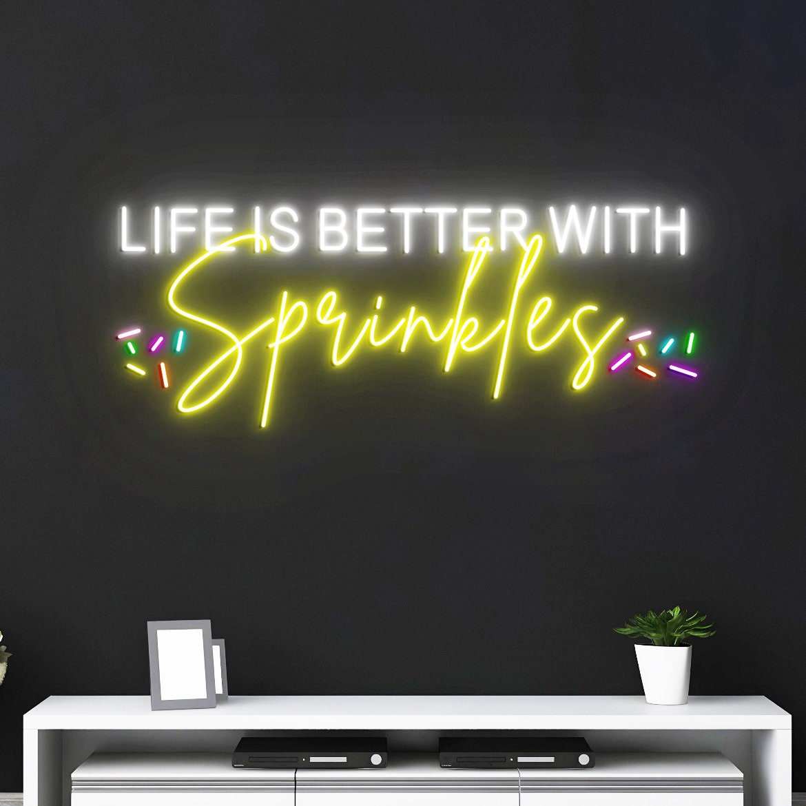 Life is Better With Sprinkles, Neon Light Signs, Summer Decor, Sprinkles Decor, Desert Bar Sign Decorations