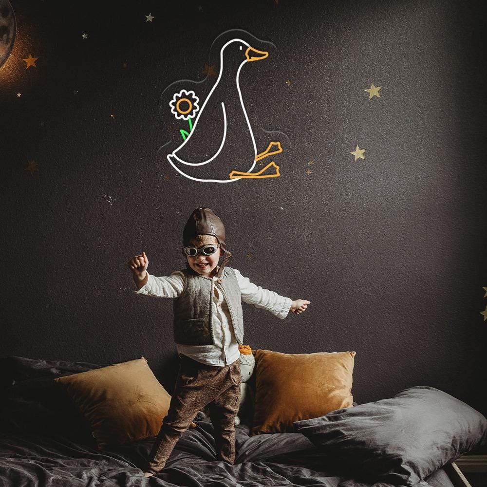 Silly Goose Wall Neon Art, Girls Wall Art, Cute Goose Neon, Light Pink Nursery Decor, Farm Animal Neon Sign, Girl's Room Decor, Goose Gifts