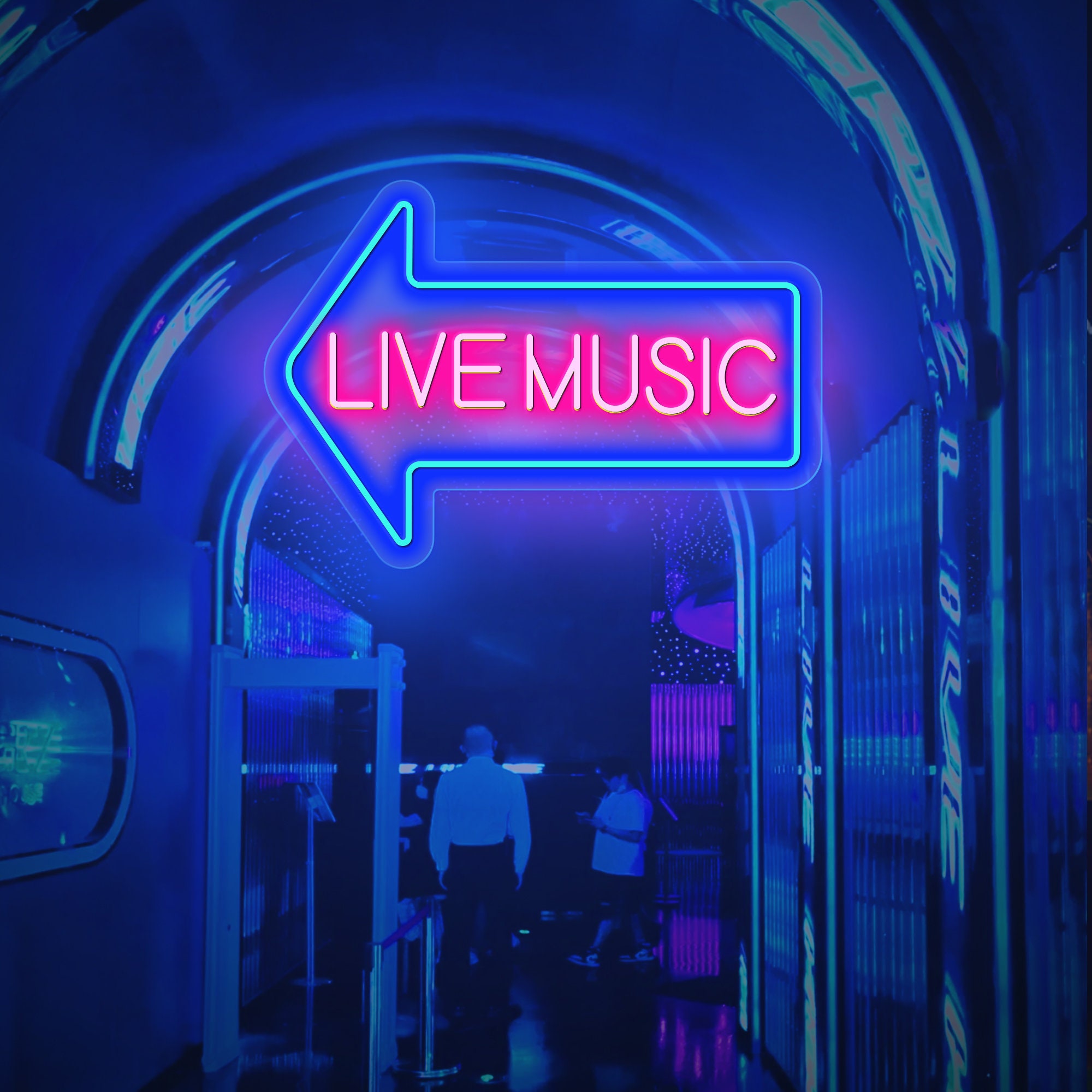 LIVE MUSIC Arrow Custom LED Neon Sign Personalized Light Up Sign Bar Nightclub Music Studio Wall Decor Living Room Decoration Birthday Gift