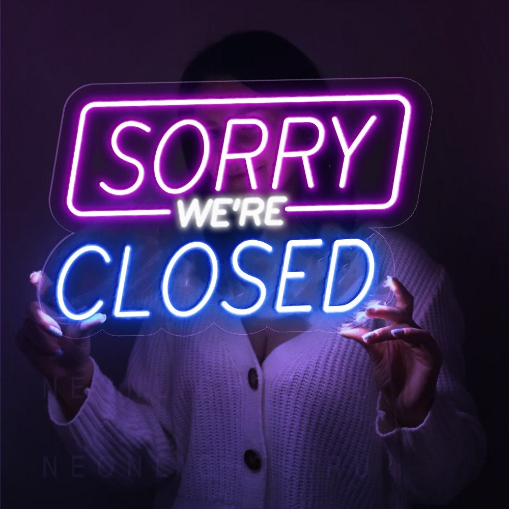 Close Neon Sign, Sorry We’re Closed Neon Sign, Close Business Led Sign, Close Store Sign, Close Shop Sign Close Wall Art Open and Close Sign