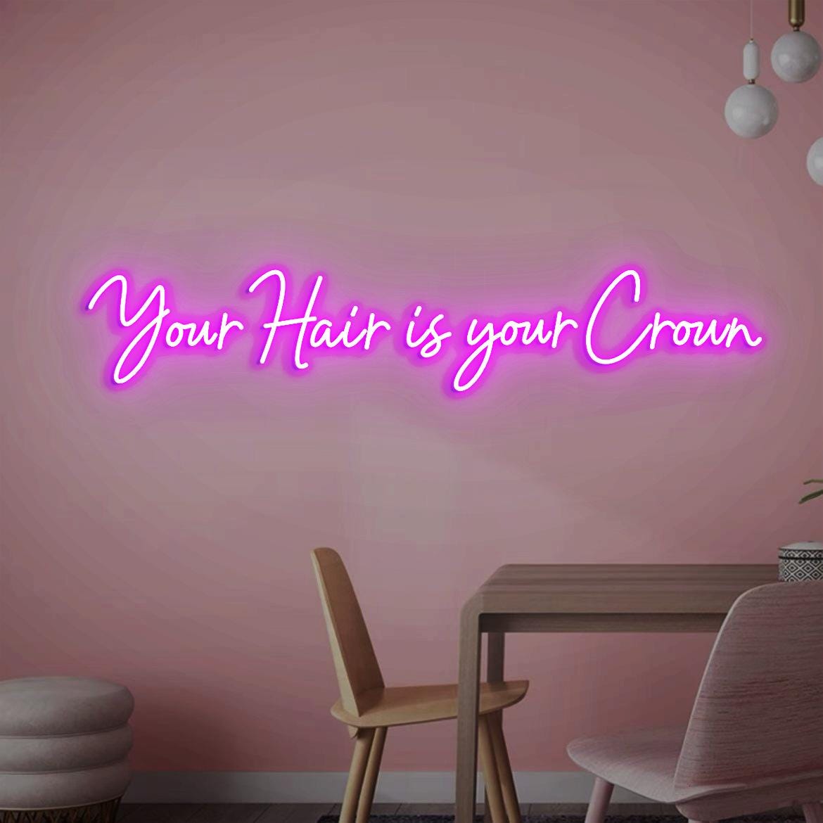 Your Hair is Your Crown Neon Sign, Beauty Salon Idea Wall Decor, Pink Salon Wall Decor, Beauty Room Neon Light Wall, Hair Salon Business