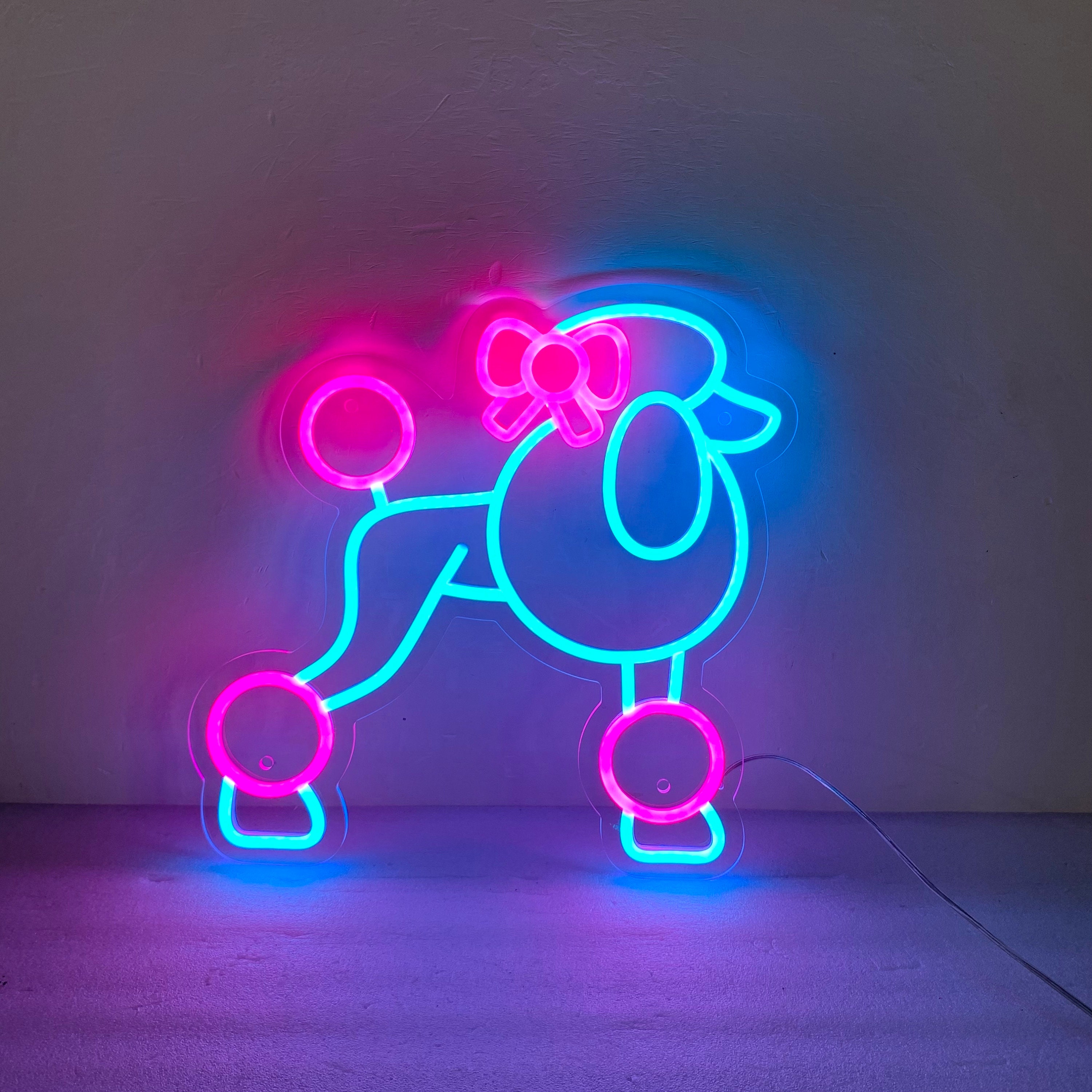 Cute Poodle Dog Neon Sign, Dog Pet Shop Wall Decor, Dog Salon Wall Art, Gift for Dog Lover, Dog Neon Sign Wall Art