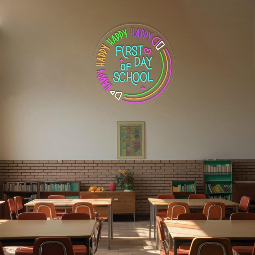 First Day of School Neon Sign, Happy First Day of School Neon, Teacher Life Neon, School Neon, 1st Day of School, Teacher Appreciation Gifts