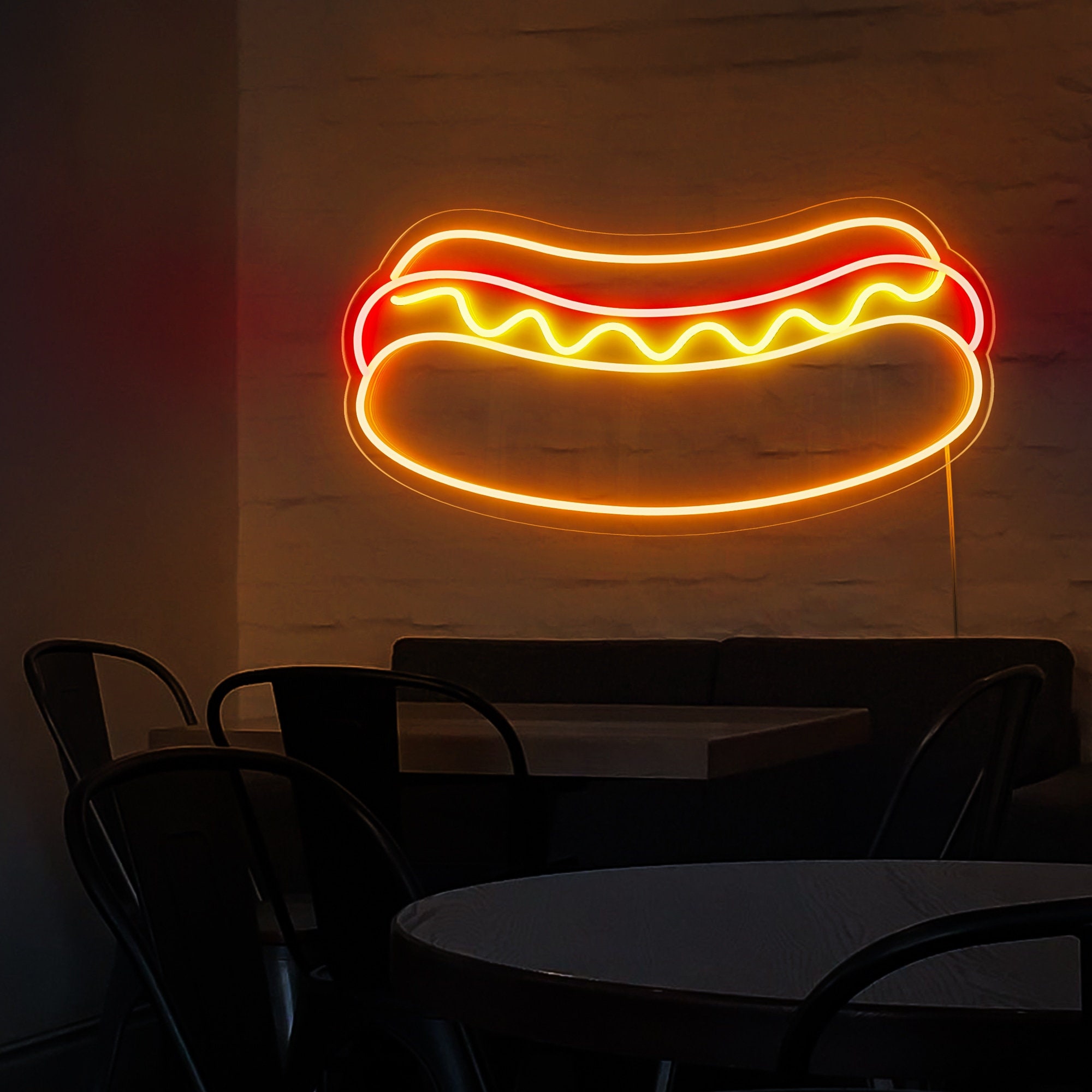Hot Dog Neon Light|Fast Food Sign| Neon Sign Kitchen|Hot Dog Neon Sign|RestaurantWall Decor|Hot Dog Lover Gift,Sandwiches Shop Sign