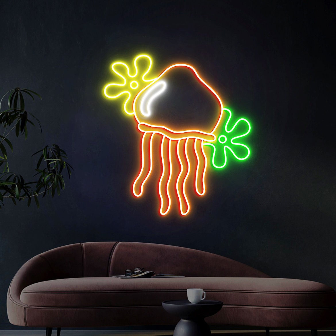 Jellyfish Neon sign, Custom Spongebob Flower Neon Light, Jellyfish Decoration Neon Sign, Jellyfish Wall Art Bedroom Decor