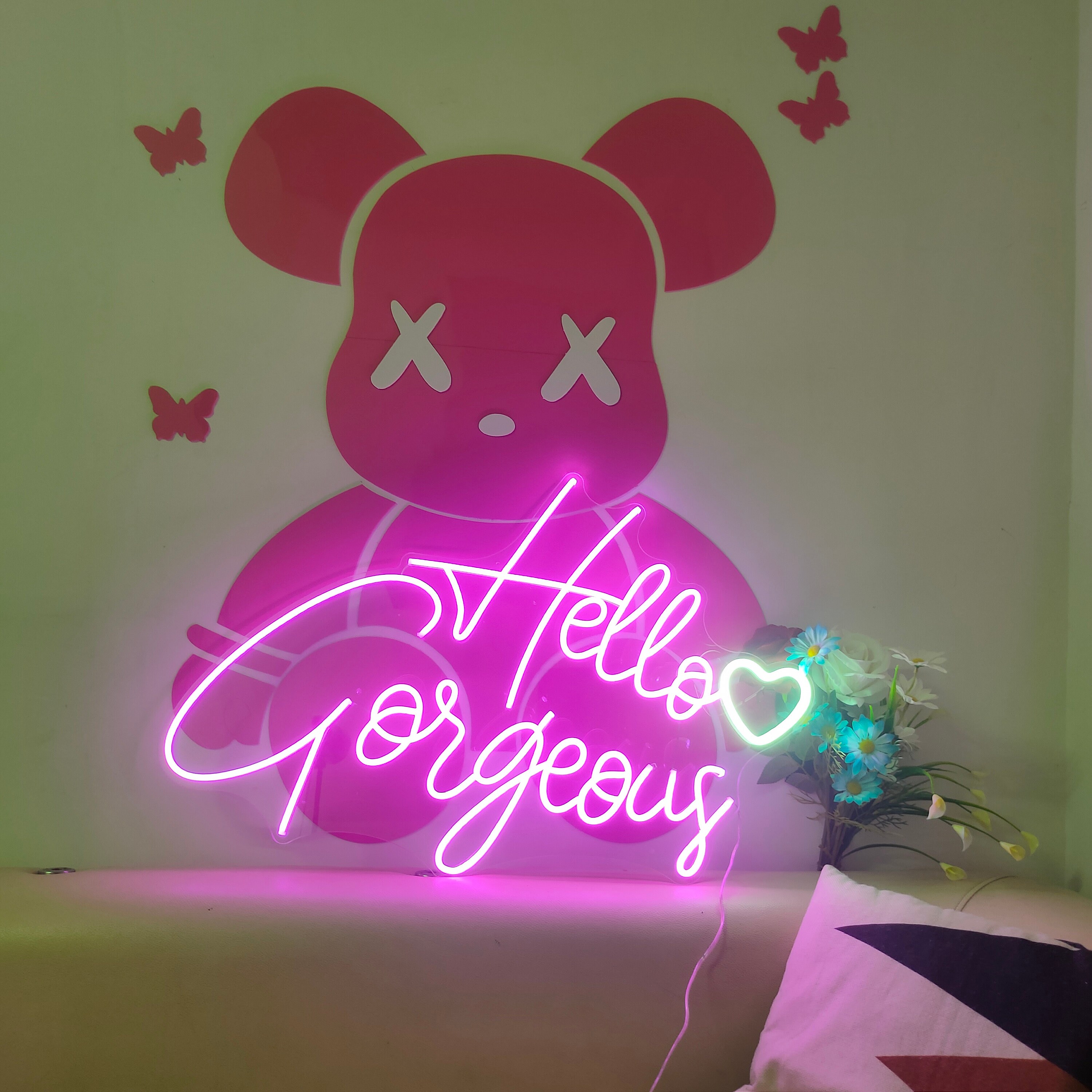 Custom Neon Sign | Hello Gorgeous Neon Sign | Wedding Neon Sign | Led neon sign | Customized Neon Sign | Neon Name Sign| Neon Sign Light