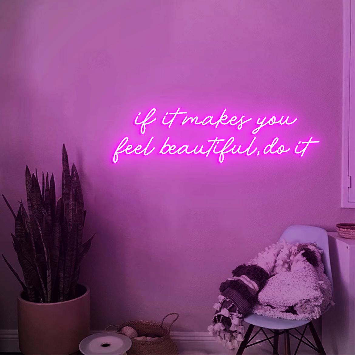 Neon Sign If it Makes you Feel Beautiful Do it, Glam Beauty Salon Wall Art, Modern Salon Wall Decor Idea, Salon Vibes Decor Neon Light