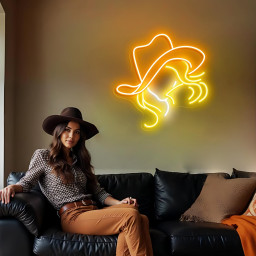 Cowgirl Neon Sign Western Aesthetic LED Light Cowboy Hat Wall Art Country Room Decor Bar Party Sign Personalized Gift for Her Ranch Style