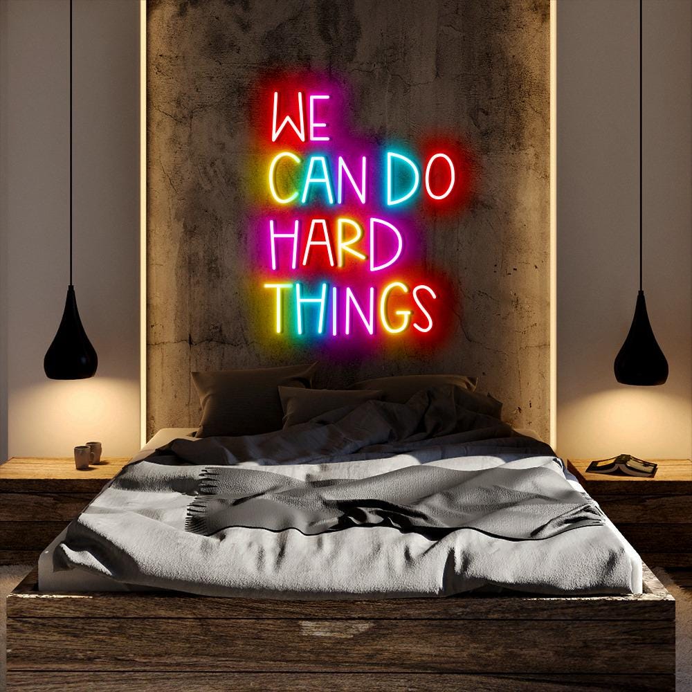 We Can Do Hard Things Neon Sign, Positive Affirmation, Kids Wall Neon, Growth Mindset, Classroom Decor, Positive Classroom, Education Gifts