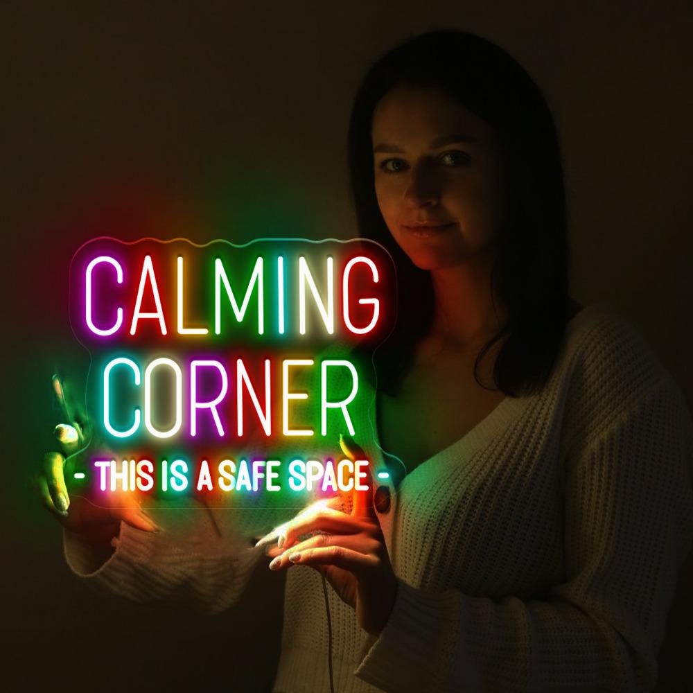 Calming Corner Neon Sign Decor, Classroom Educational Neon Sign Decor, Classroom Decor Pastel Rainbow Neon, Book Nook Library Neon Decor