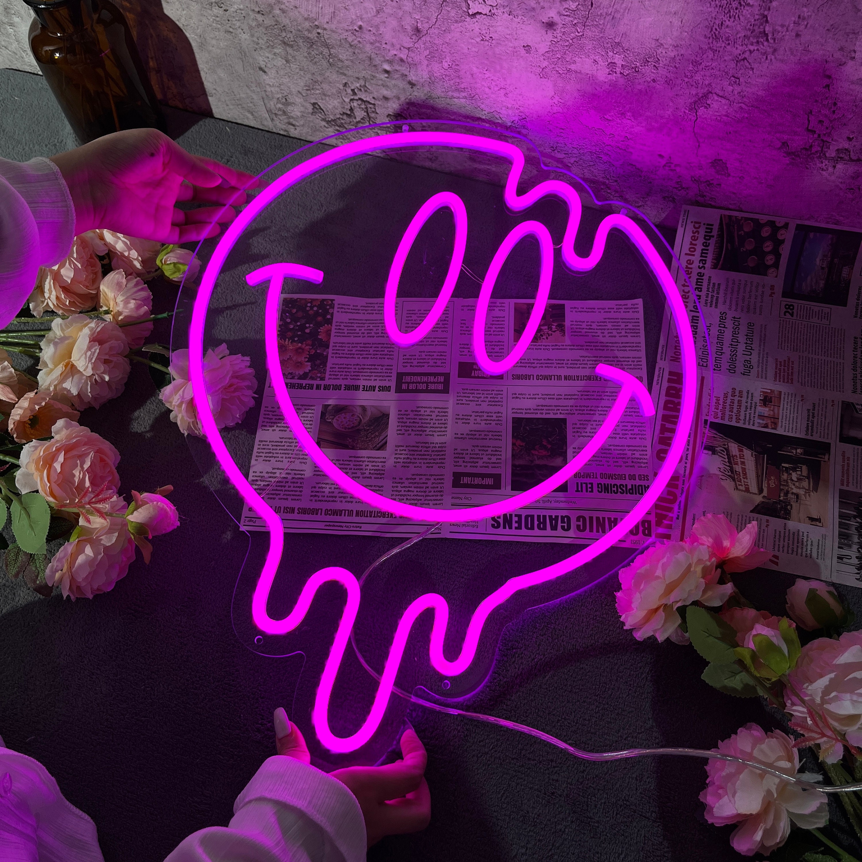 Smile Face Neon Sign, Custom Neon Sign Bedroom Decor for Kid,Happy Face Neon Sign Wall Decor, Gifts for her ,Kids Room Neon,