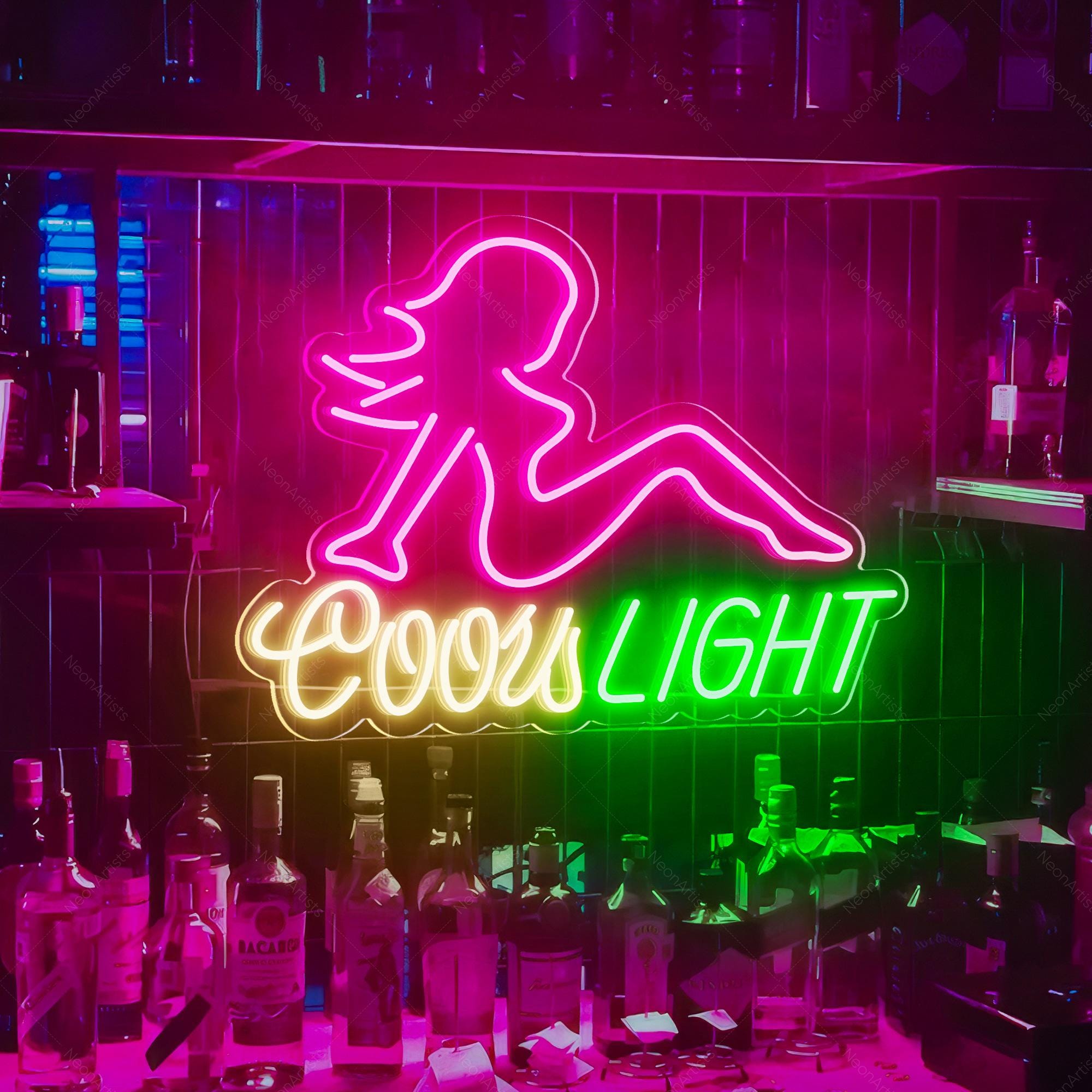 Coors Light Neon Sign,Beer Neon Signs,Lady LED Neon Lights,Neon Sign,Wall Art,Neon Light for Bedroom Restaurant Party Decor