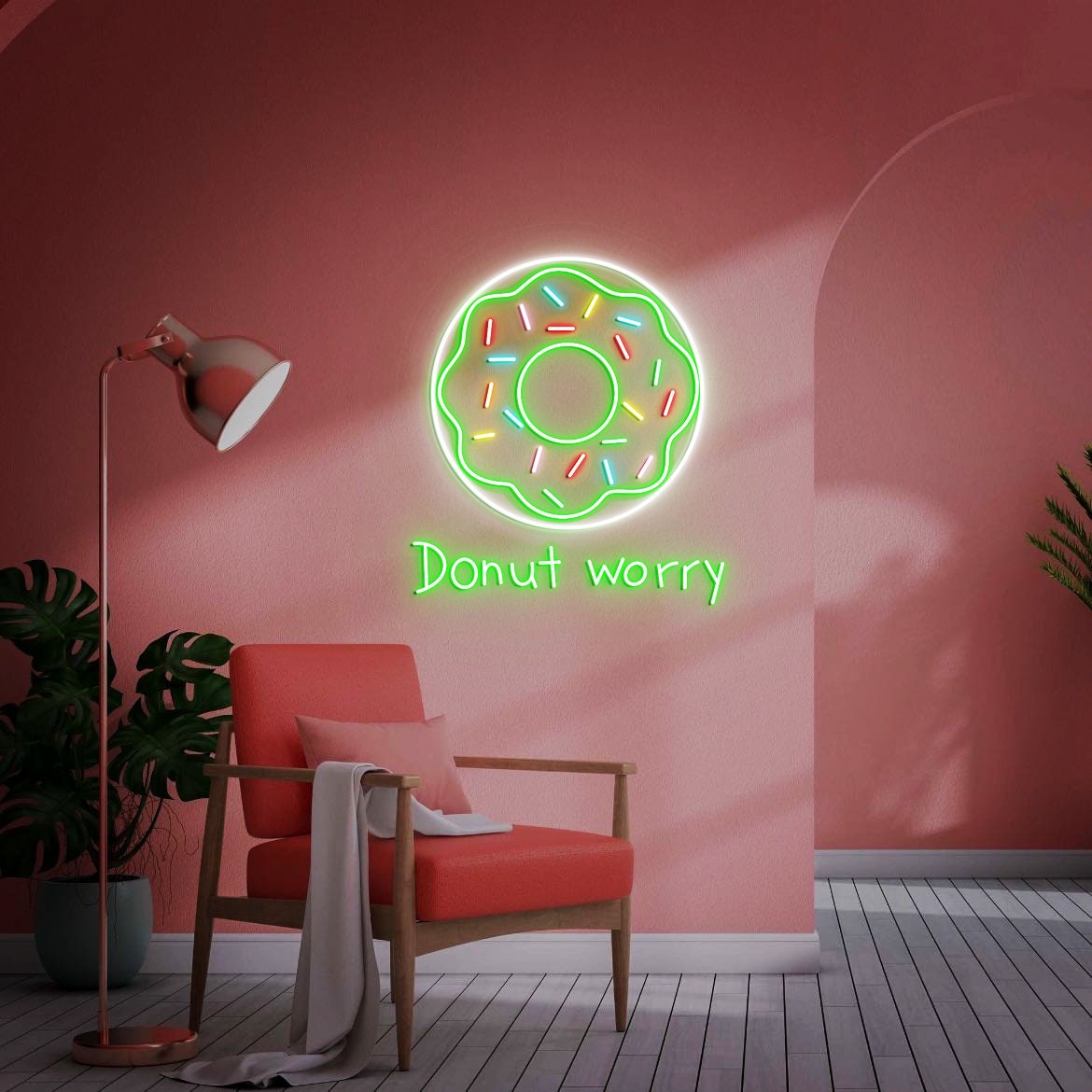 Donut Led Neon Light, Donut Worry, Donut Wall Decor, Donut Shop Decor, Donut Food Wall Art