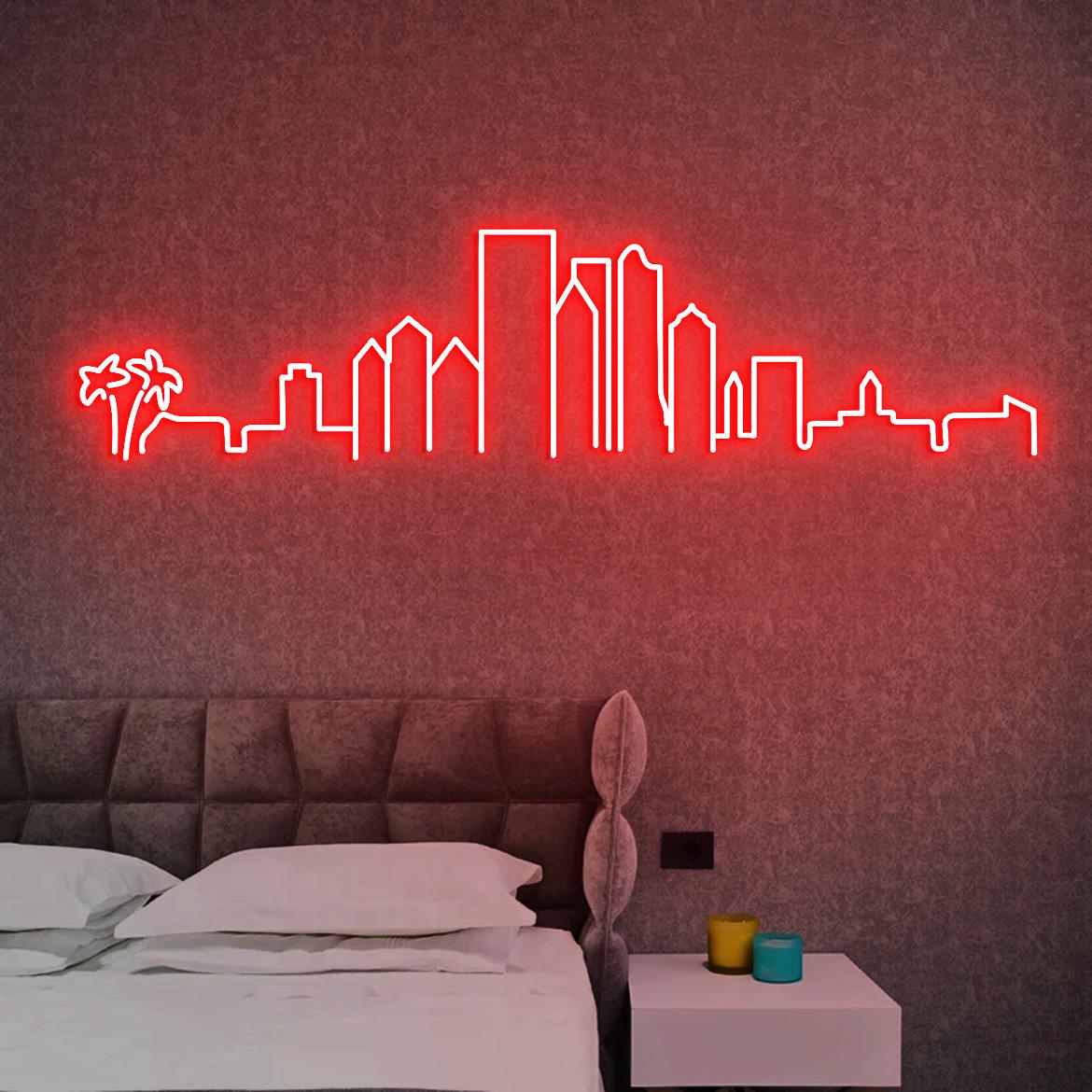Miami Skyline Neon Sign, Miami, Florida Skyline Wall Art, New Home for Miami Gift, Neon Sign Miami Skyline, Moving Gift
