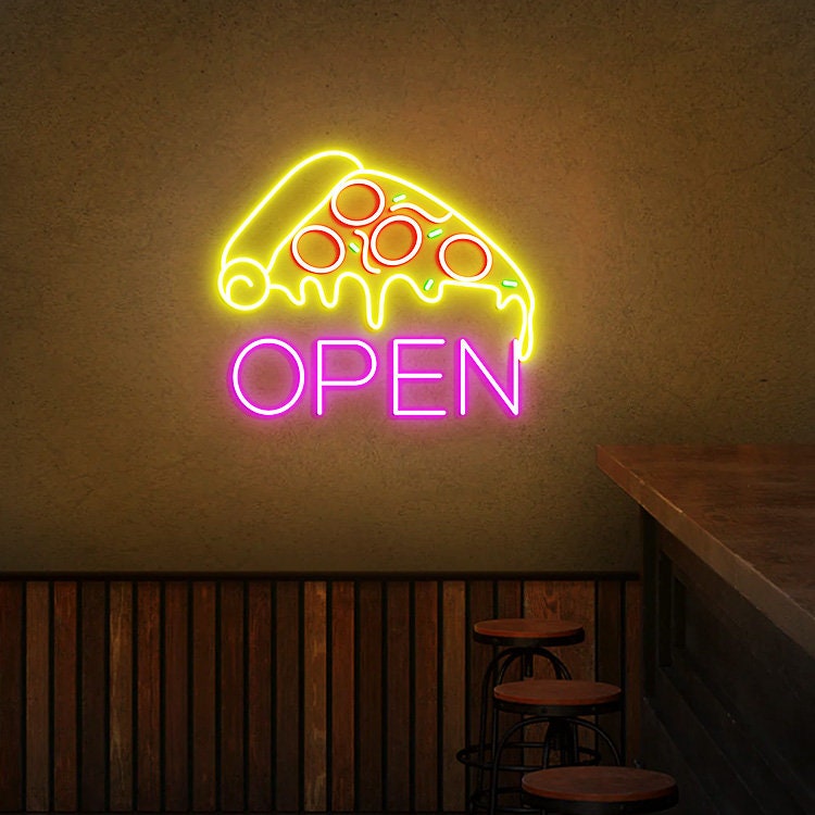 Pizza Open Neon Sign, Pizza Shop Sign, Pizza Shop Window Open Sign, Custom Open Business Sign, Restaurant Open Led Light, Pizza Wall Sign