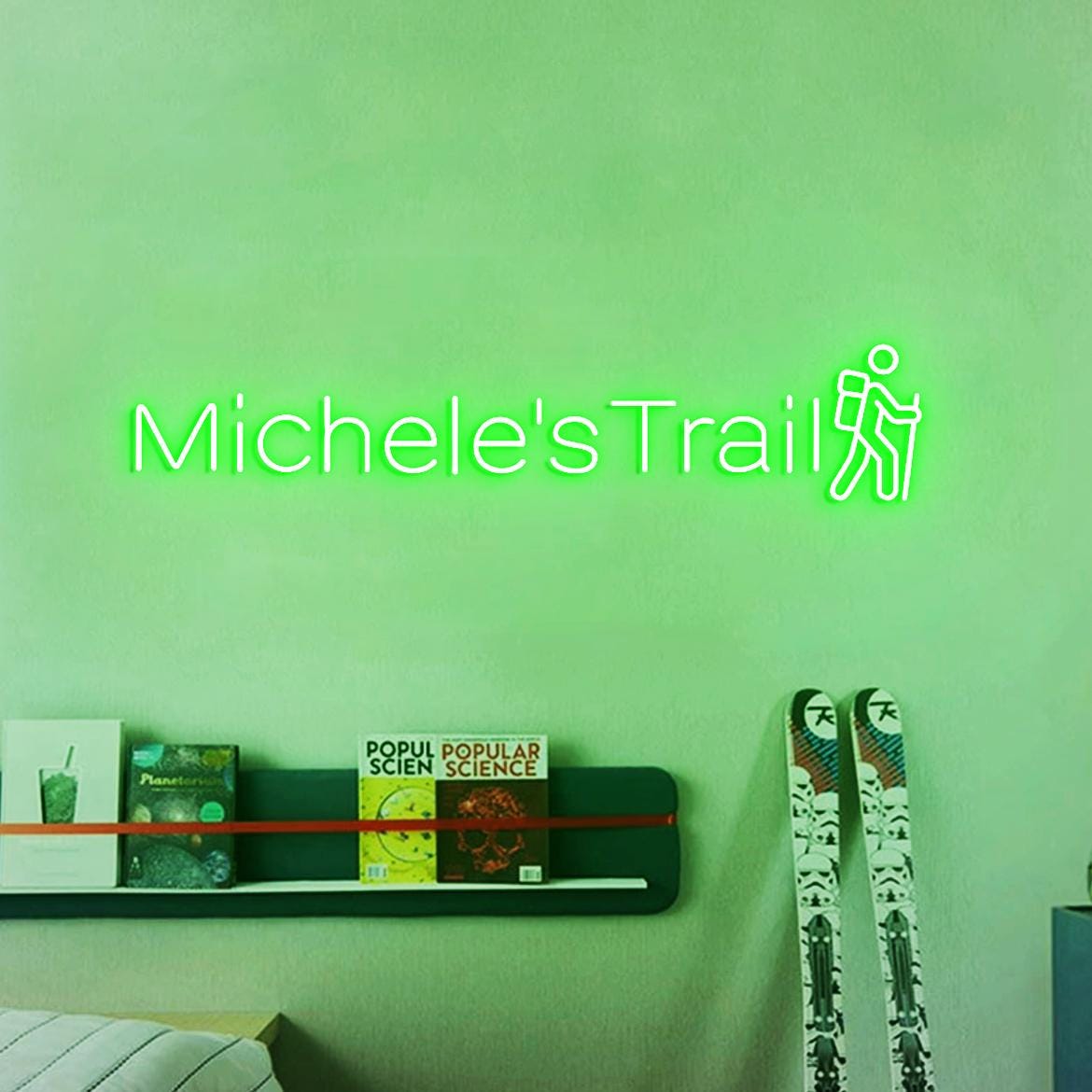 Customized Trail Neon Sign, Personalized Hiking Trail Sign, Trail Sign for Hiking lover, National Park Wall Decoration Hiking Sign