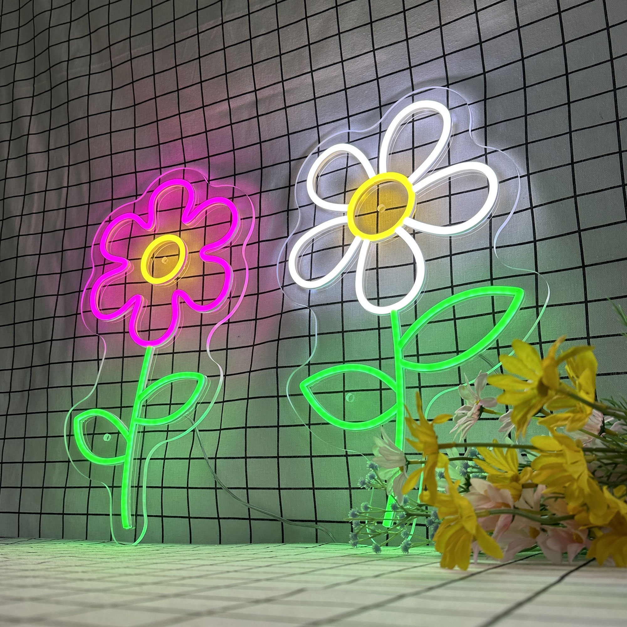 Flowers Neon Light, Neon Sign Light Decor, Led Flower Wall Backdrop, Bedroom Neon Lights, Flower Sign Led Light Wall Art Decor
