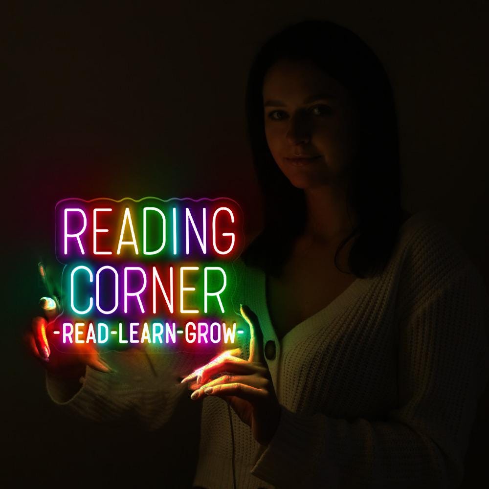 Reading Corner Neon Sign Decor, Classroom Educational Neon Sign Decor, Classroom Decor Pastel Rainbow Neon, Book Nook Library Neon Decor