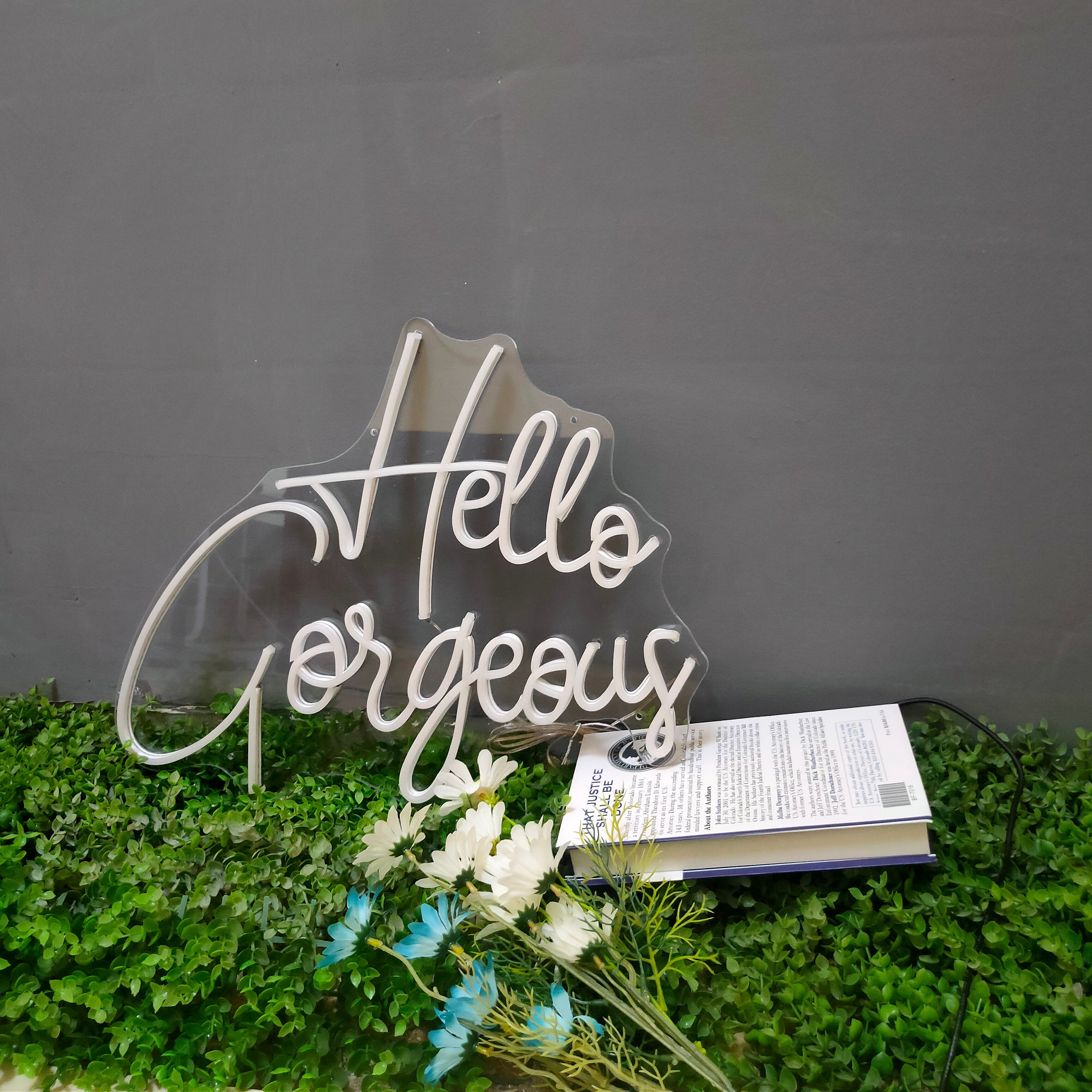 Hello Gorgeous Neon Sign Name Light Letters Flexible Led Aesthetic Room Decor Acrylic Neon Mural For Party Bar Home Room Wedding Banner Wall