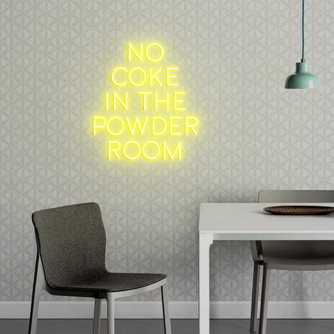 Neon Sign No Coke in the Powder Room, Funny Neon Sign for Bathroom Wall, No Coke Sign for Bar Party, No Coke Sign Powder Room Wall