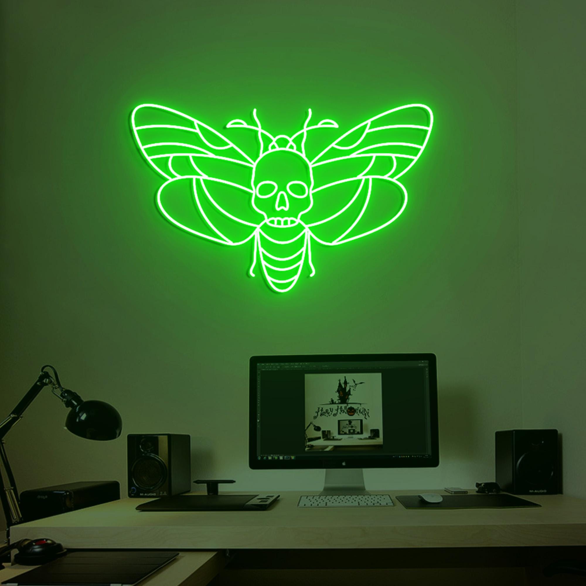 Death Face Moth Neon Sign, Death's Head Moth Wall Gothic Art, Dark Gothic Wall Neon Light, Personalized Moth Gifts, Dark Gothic Gifts