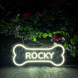 Personalized Neon Bone, Pets Name Neon, Personalized Dog or Cat Name Plaque for Pet House, Crate, Kennel, or Feeding Area, Dog Lover Gifts