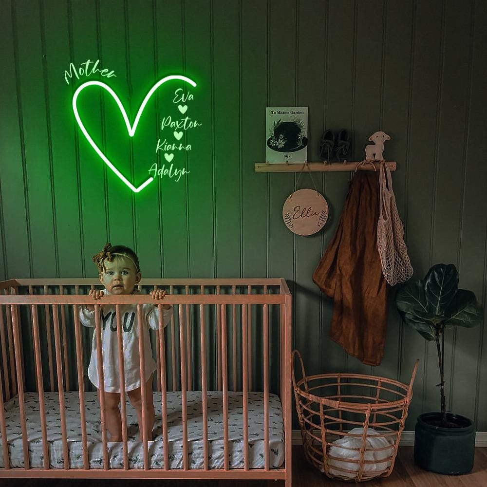 Custom Mama Neon, Personalized Mom Neon, Neon with Kids Names, Gift for Mom Mama, Mom Heart Neon, Custom Grandma Neon, Mother's Day Gifts.