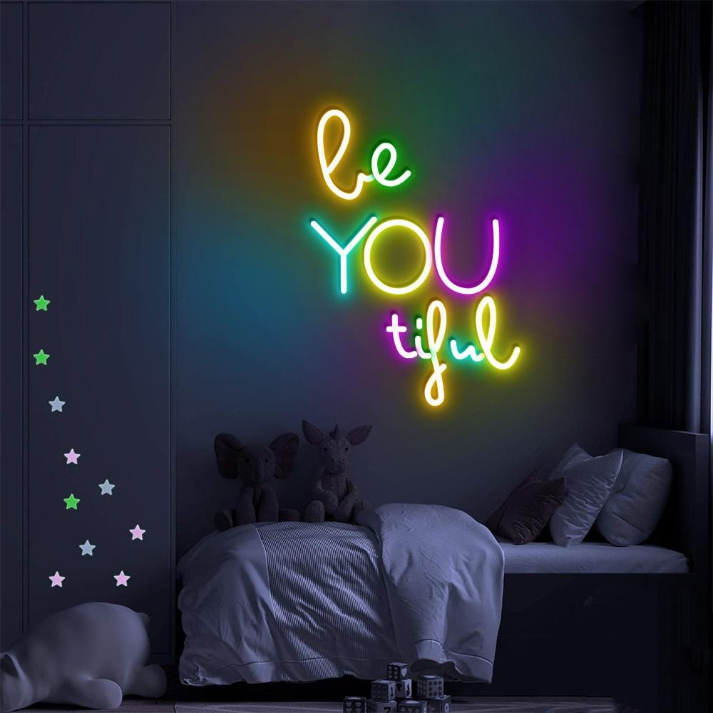 Beautiful Quote Neon, Girls Room Quote Art, Typography Wall Neon Sign, Girl Wall Decor, Cute Quote, Baby Girl Nursery Decor, Positive Gifts.