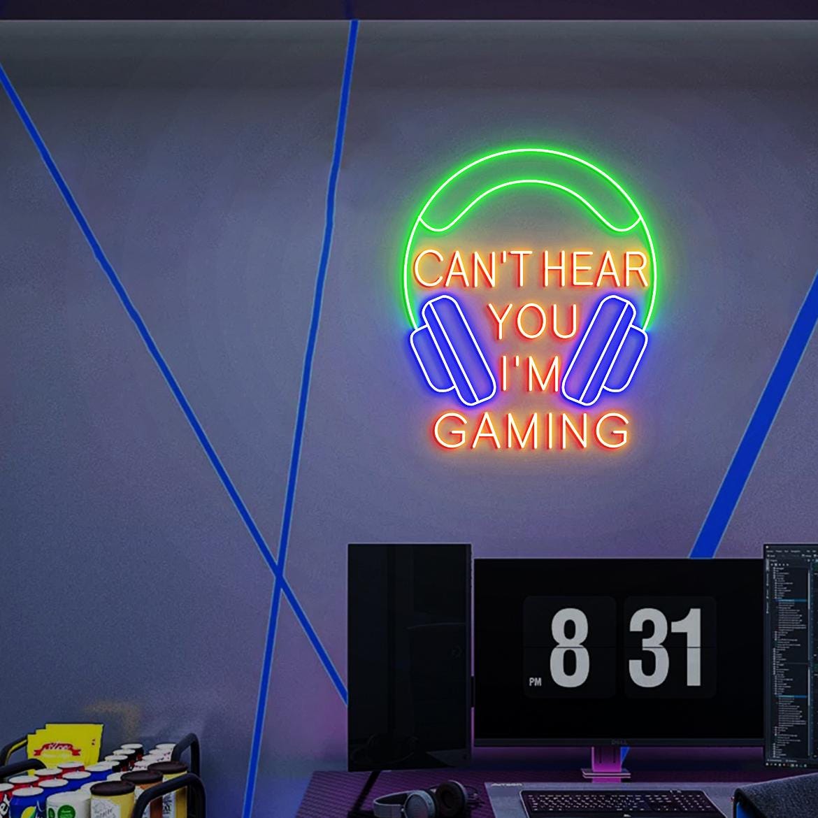 Can't Hear You I'm Gaming Neon Light, Gaming Headset Wall Art, Gaming Room Wall Led Neon Light, Gaming Room Decor Idea, Gaming Gifts