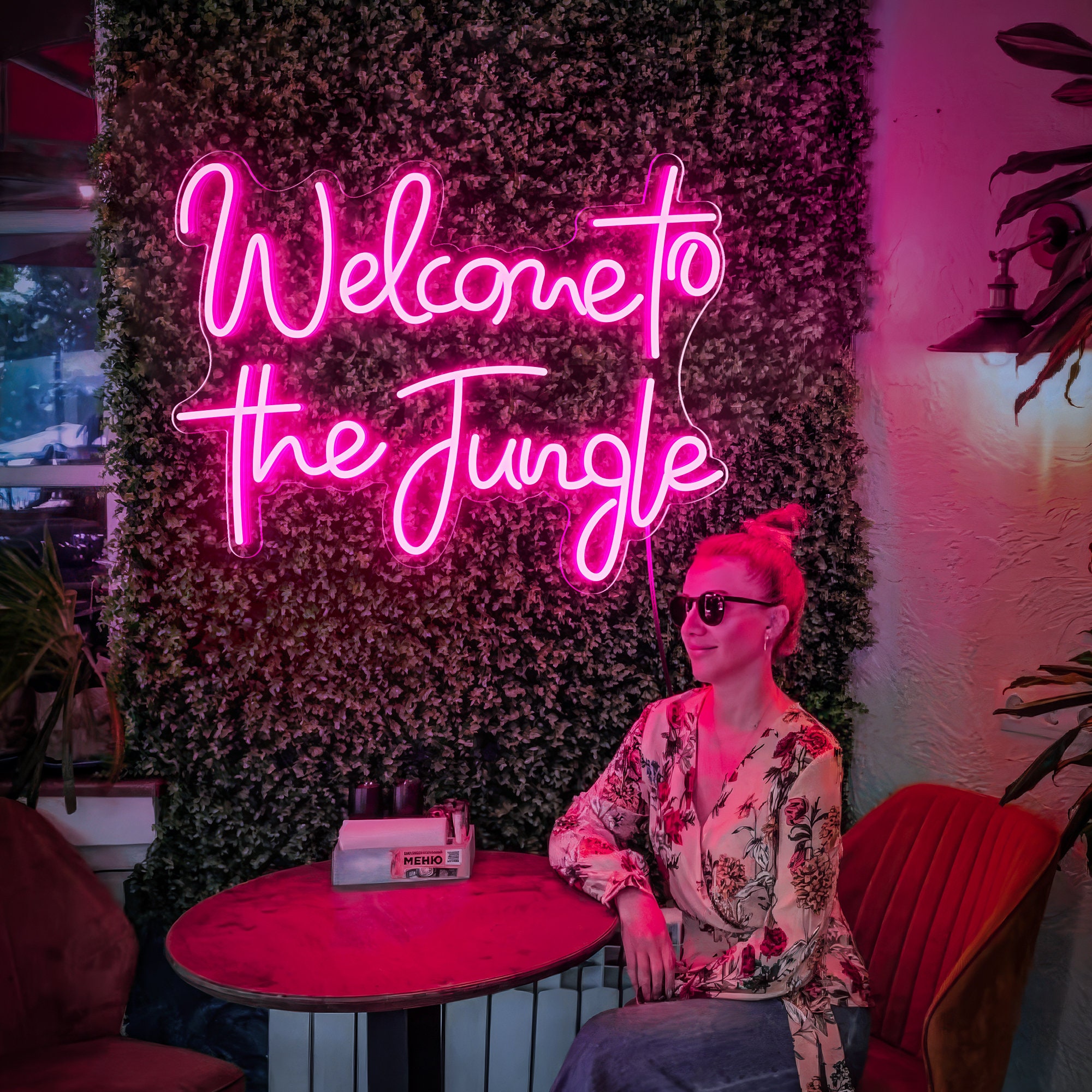 Welcome To The Jungle Neon Sign, Neon Art Signs, LedWall Hanging Bar Sign,Party Home Bedroom Decor, Light Up Signs,Neon Sign,Wall Neon Art