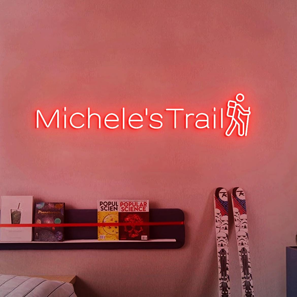 Customized Trail Neon Sign, Personalized Hiking Trail Sign, Trail Sign for Hiking lover, National Park Wall Decoration Hiking Sign