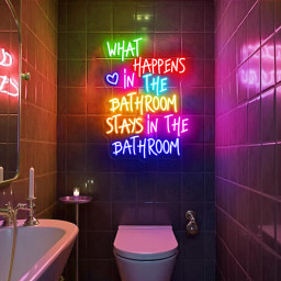 What Happens In The Bathroom Stays In The Bathroom Neon Sign Bar Sign Bathroom Signs Decor Funny Bathroom Art Restroom Sign Home Decor