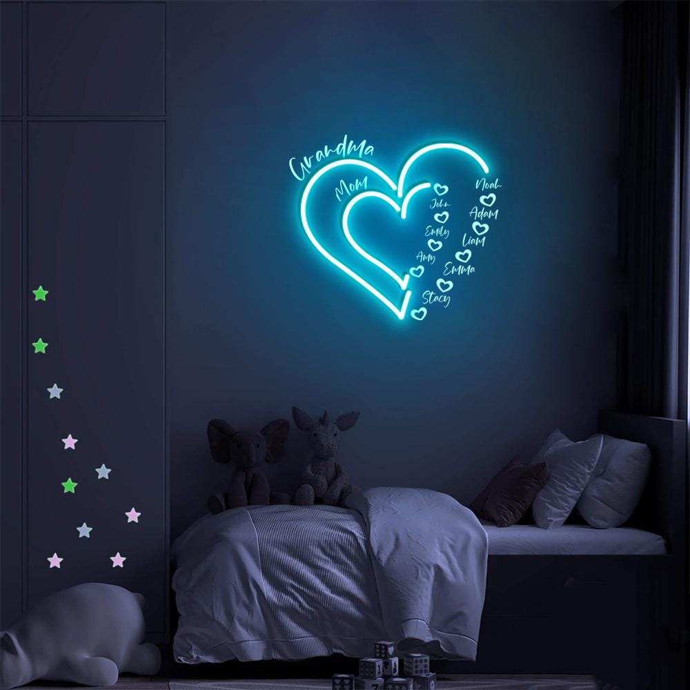 Custom Grandma Neon Gifts, Grandma Heart Neon, Nana Neon With Grandkids Name, Gift For Grandma, Mother's Day Neon, Personalized Grandma Neon