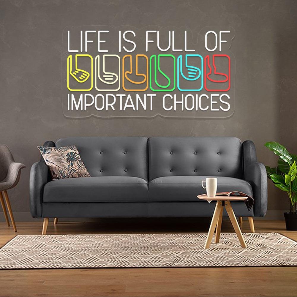 Life Is Full Of Important Choices Neon, Course Funny Humor Joke, Sports Golf, Golf Lover Neon, Golfing Club, Golf Lover Gift, Golf Neon Sign