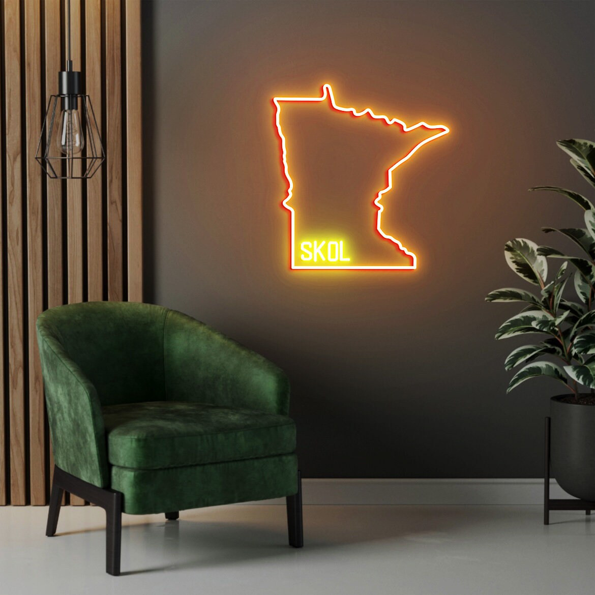 SKOL Sign, Skol Minnesota Vikings Neon Sign, Vikings Skol Home Decor, Minnesota State Outline, Skol Gift, Christmas Gift